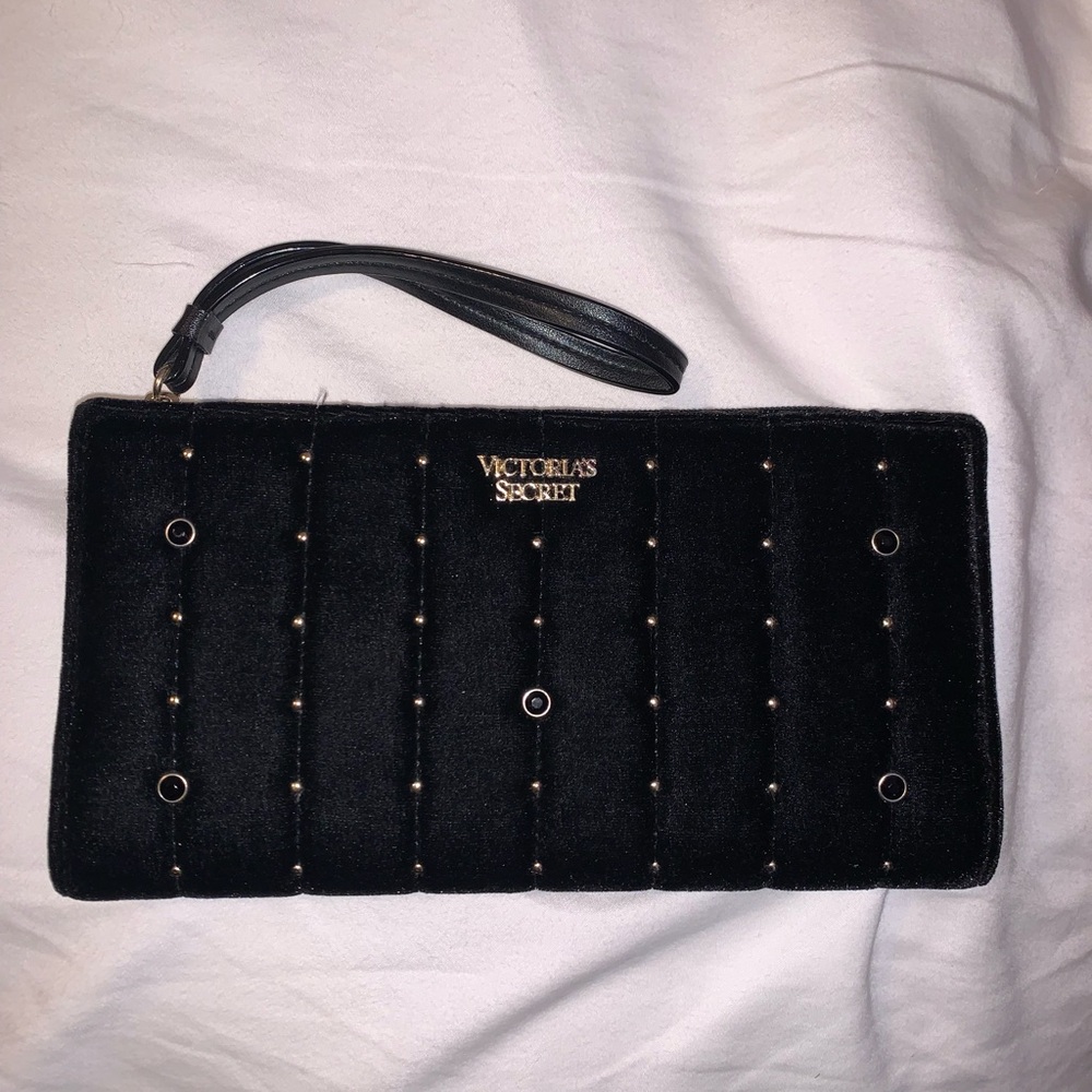 Victoria's Secret Black Quilted Wristlet Clutch
